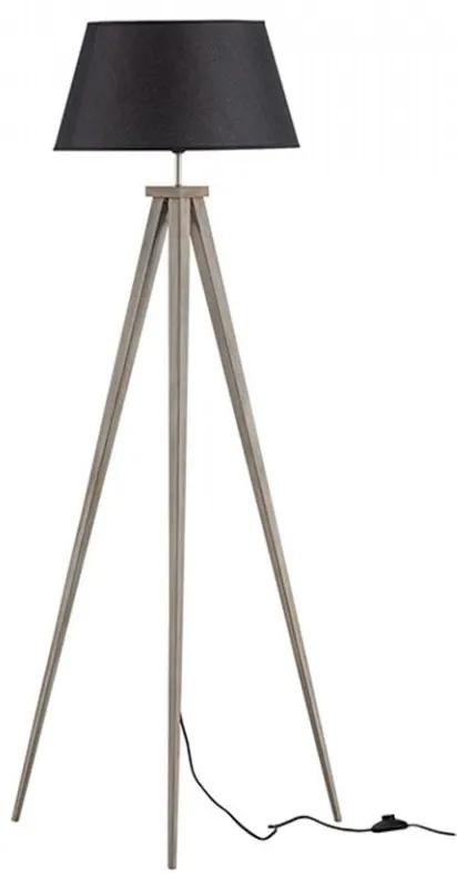 Lampadar negru din poliester si bambus 153 cm Omar Woood
