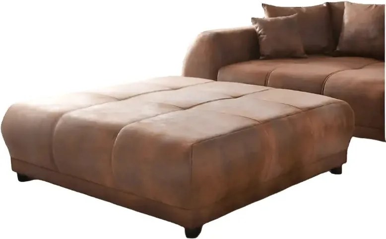 Canapea extensibilă dumonde cu 2 lăzi de depozitare si sezut confortabil din spuma high-density, Verona Madagaskar Brown 310x100 cm cu taburet inclus