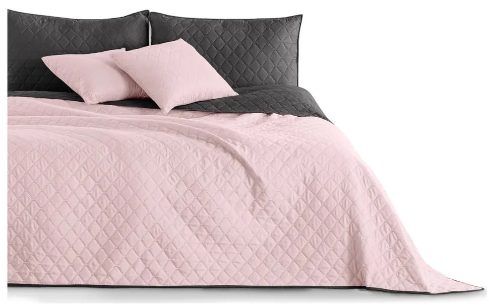 Cuvertură din microfibră cu două fețe, roz-negru, 260 x 280 cm Axel - DecoKing