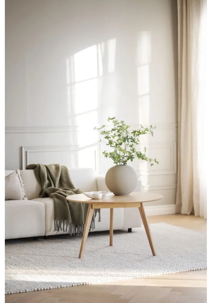 Măsuță de cafea în culoare naturală rotundă cu aspect de lemn de stejar 90x90 cm Yumi - Rowico