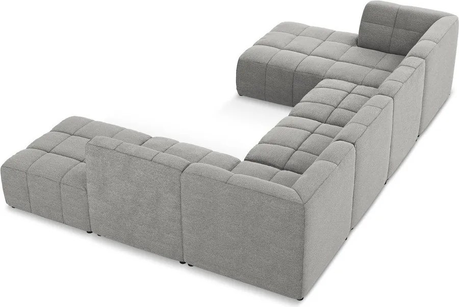 Colțar gri cu tapițerie din țesătură bouclé (în formă de "U") Aloha – Makamii