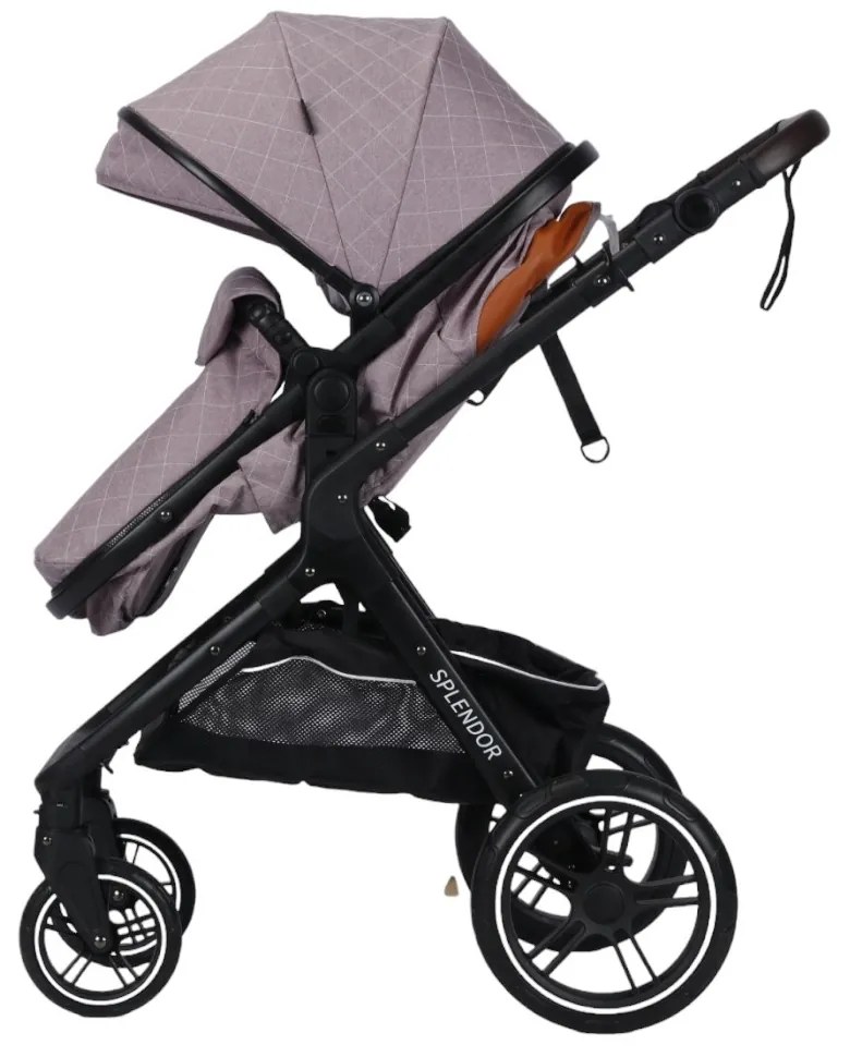 Carucior nou nascuti 2 in 1 NOVOKIDS™ X1000 series, Cu geanta bebe, Cadru Aluminiu, Amortizoare, Roti din cauciuc plin AVE, Landou, Spatar reglabil 3