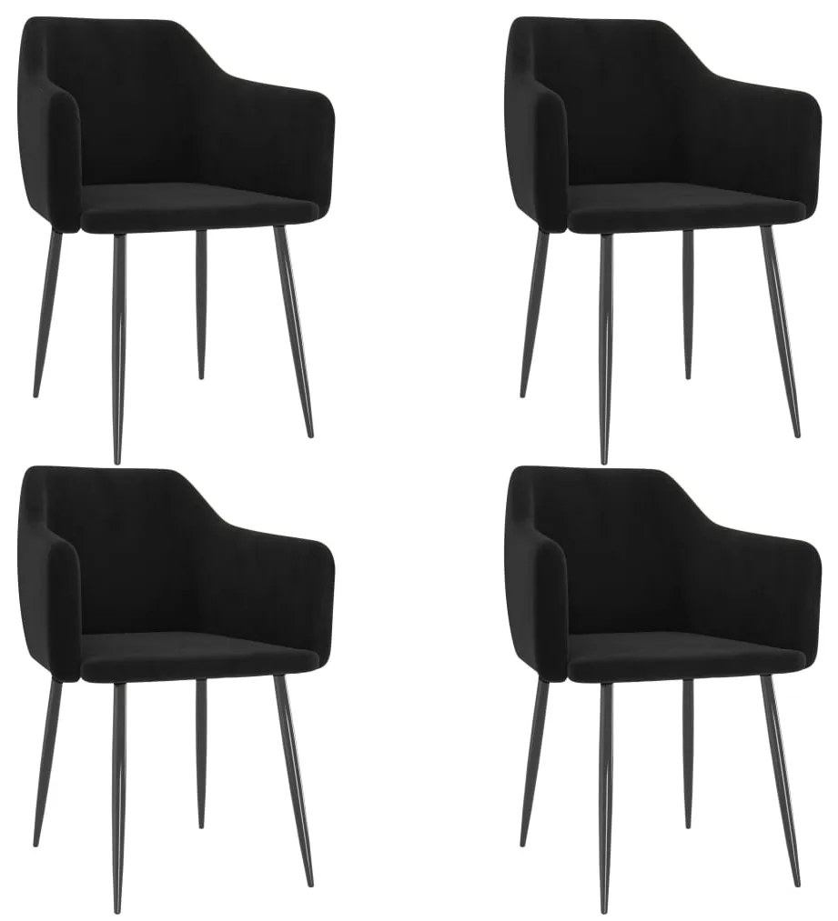 3068648 vidaXL Scaune de bucătărie, 4 buc., negru, catifea