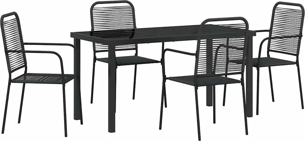 vidaXL Set de masă pentru grădină 5 pcs Negru