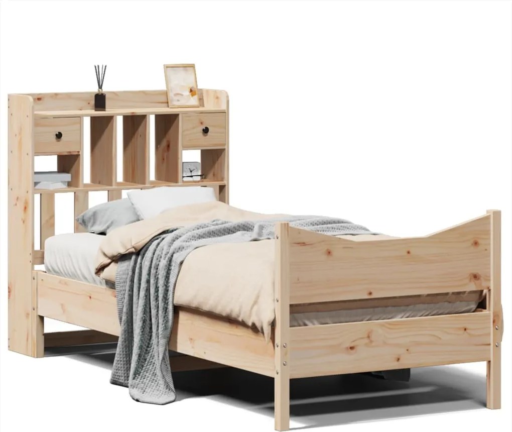 vidaXL Cadru de pat fără saltea, 90x200 cm, lemn masiv pin