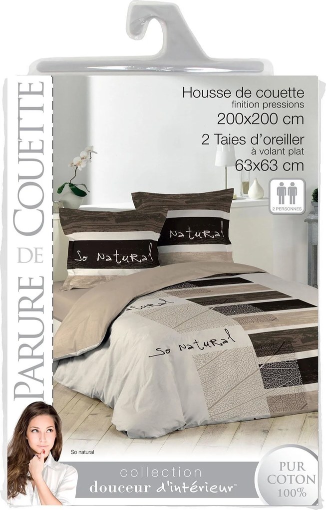 Lenjerie de pat din bumbac NATURAL, 200 x 200 cm