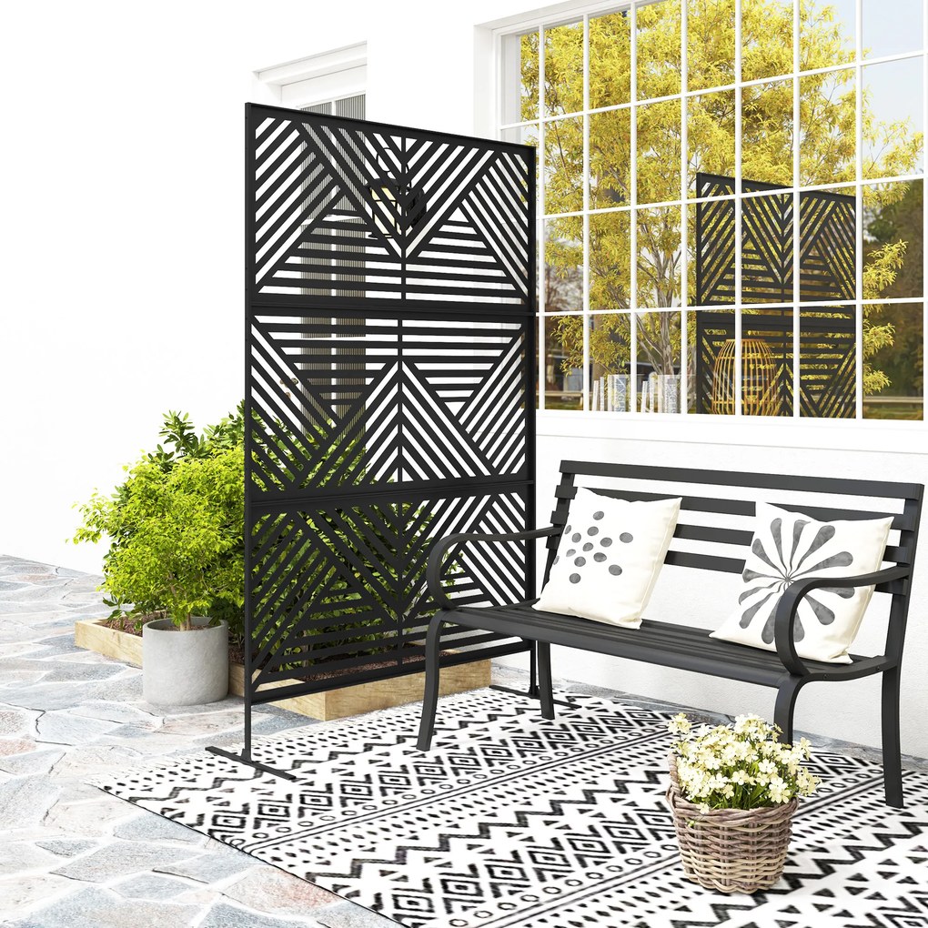 Outsunny Separator Divizor de Exterior și Spalier pentru Plante 122x45x198cm Negru | Aosom Romania