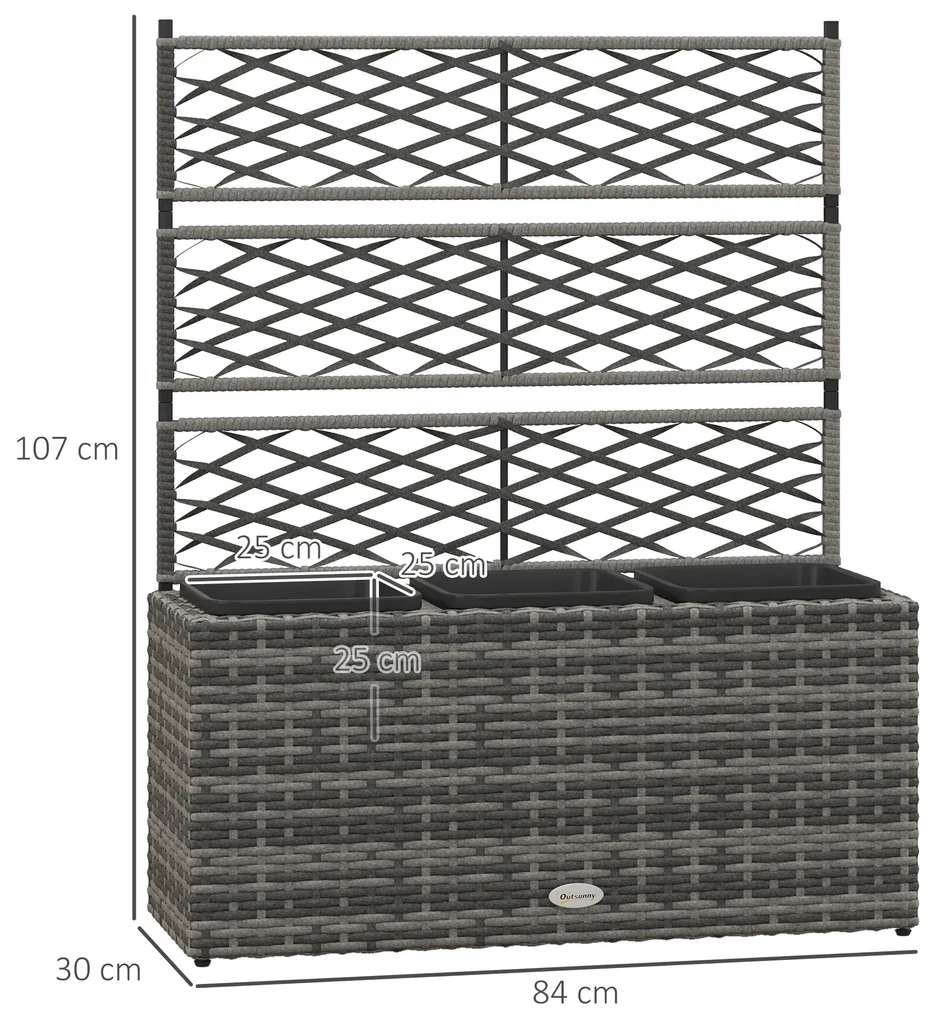 Outsunny Jardinieră de Gradină Autoportantă, Pat de Flori pentru Plante Cățărătoare, Design Modern, 84x30x107cm, Gri Deschis | Aosom Romania