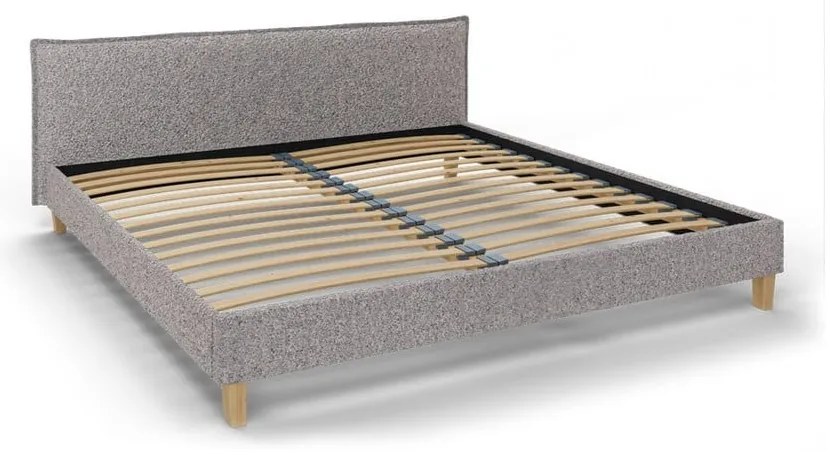 Pat matrimonial gri cu tăblie și somieră 200x200 cm Tina – Ropez