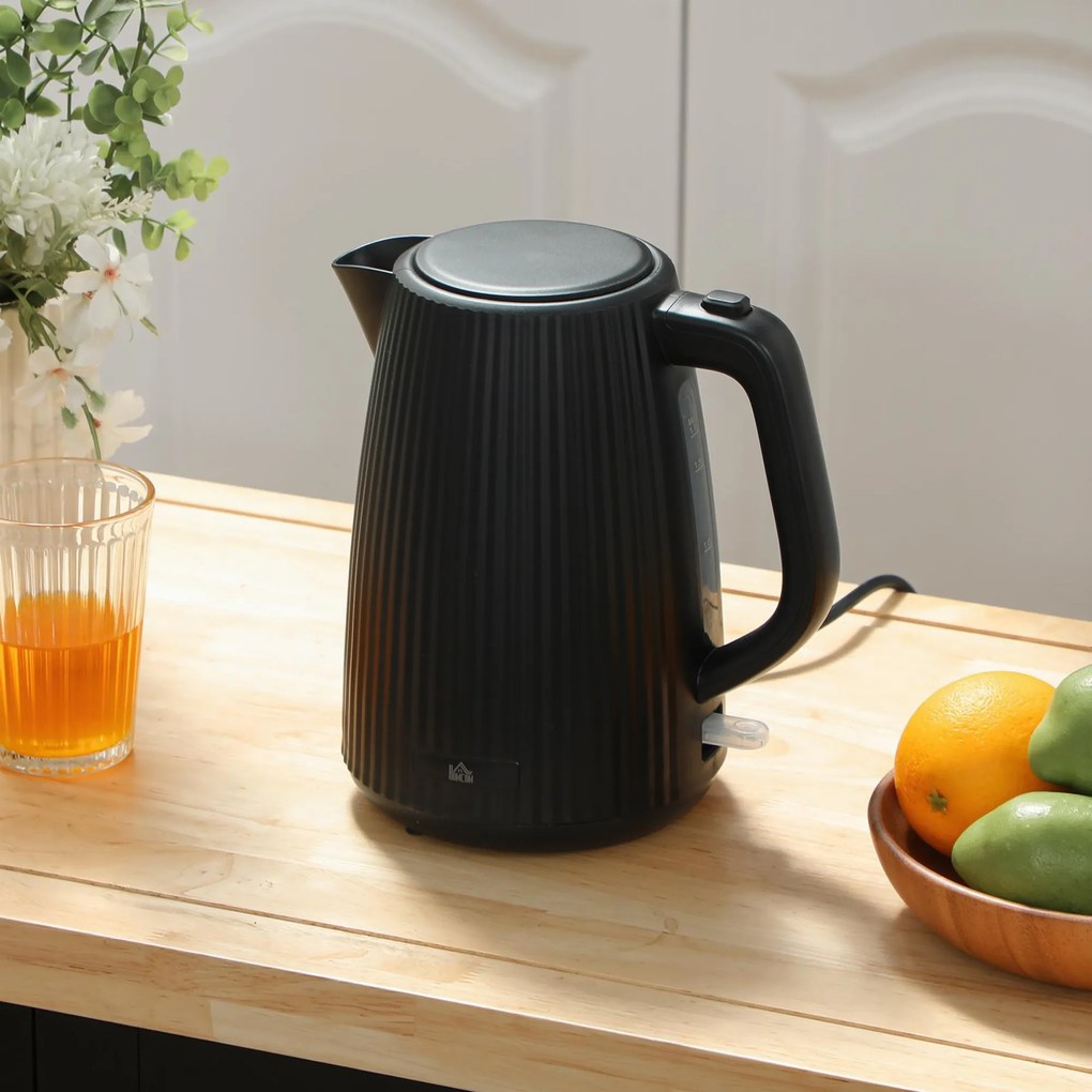 HOMCOM Fierbător Electric 1,7L 2200W cu Filtru Anticalcar Detașabil Oprire Automată Bază Rotativă 360° Negru | Aosom Romania
