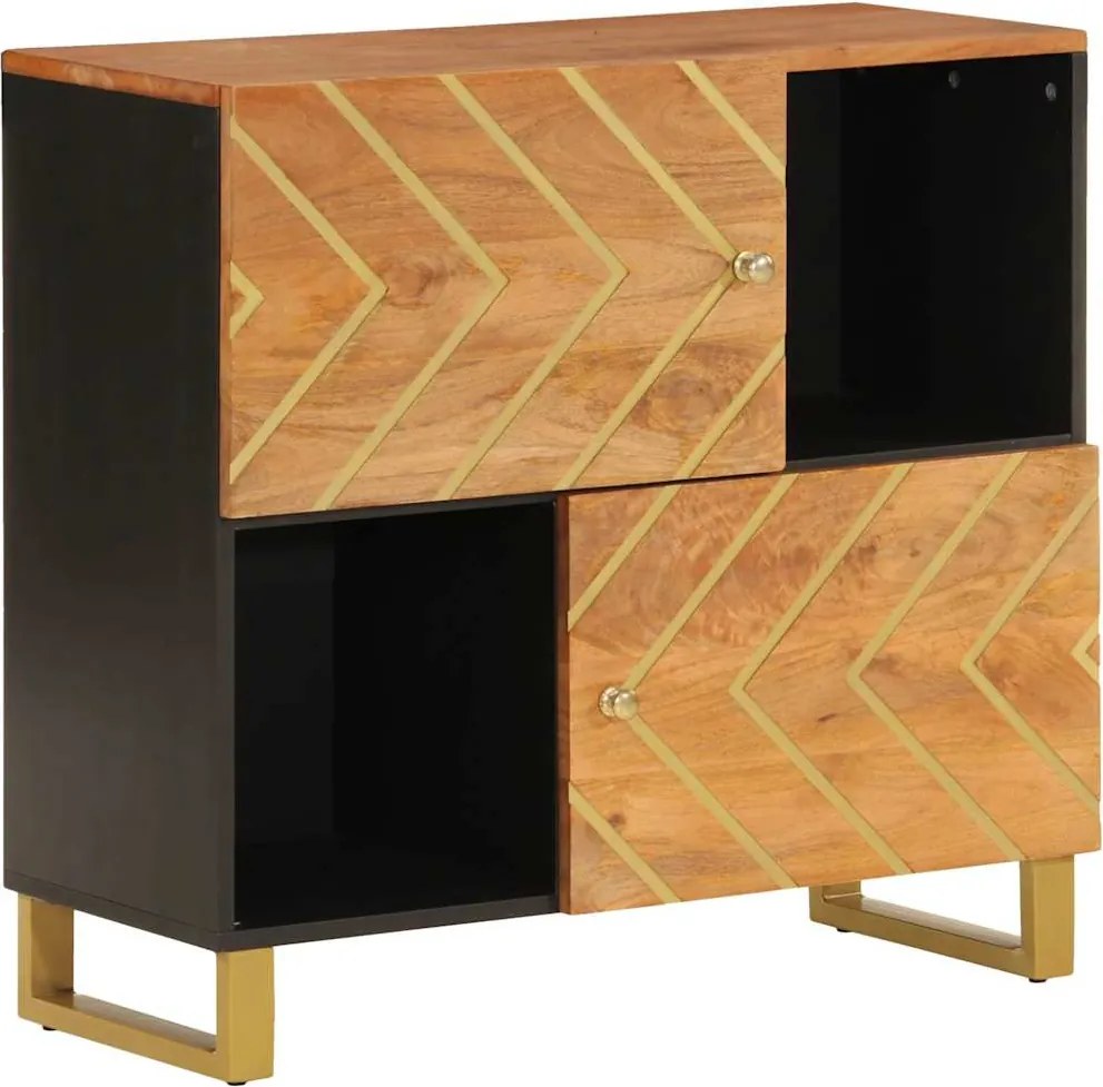 vidaXL Dulap lateral, maro și negru, 80x33,5x75 cm lemn masiv de mango