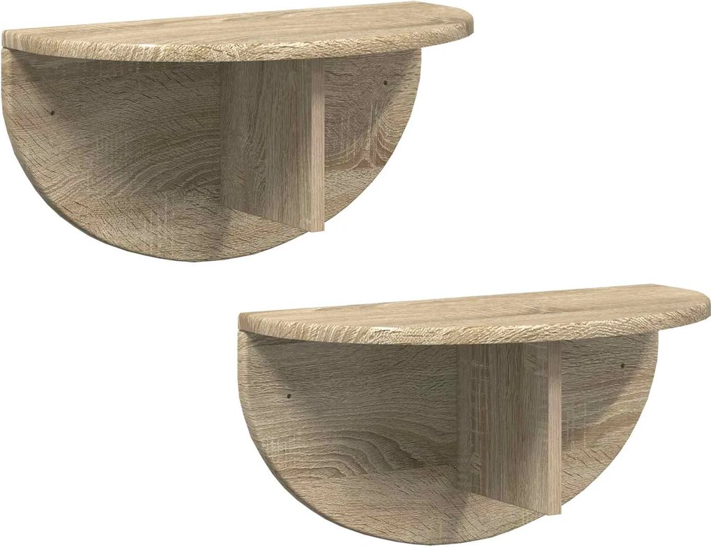 vidaXL Raft de perete Pe perete 2 pcs Stejar Sonoma 48 x 24 x 24 cm