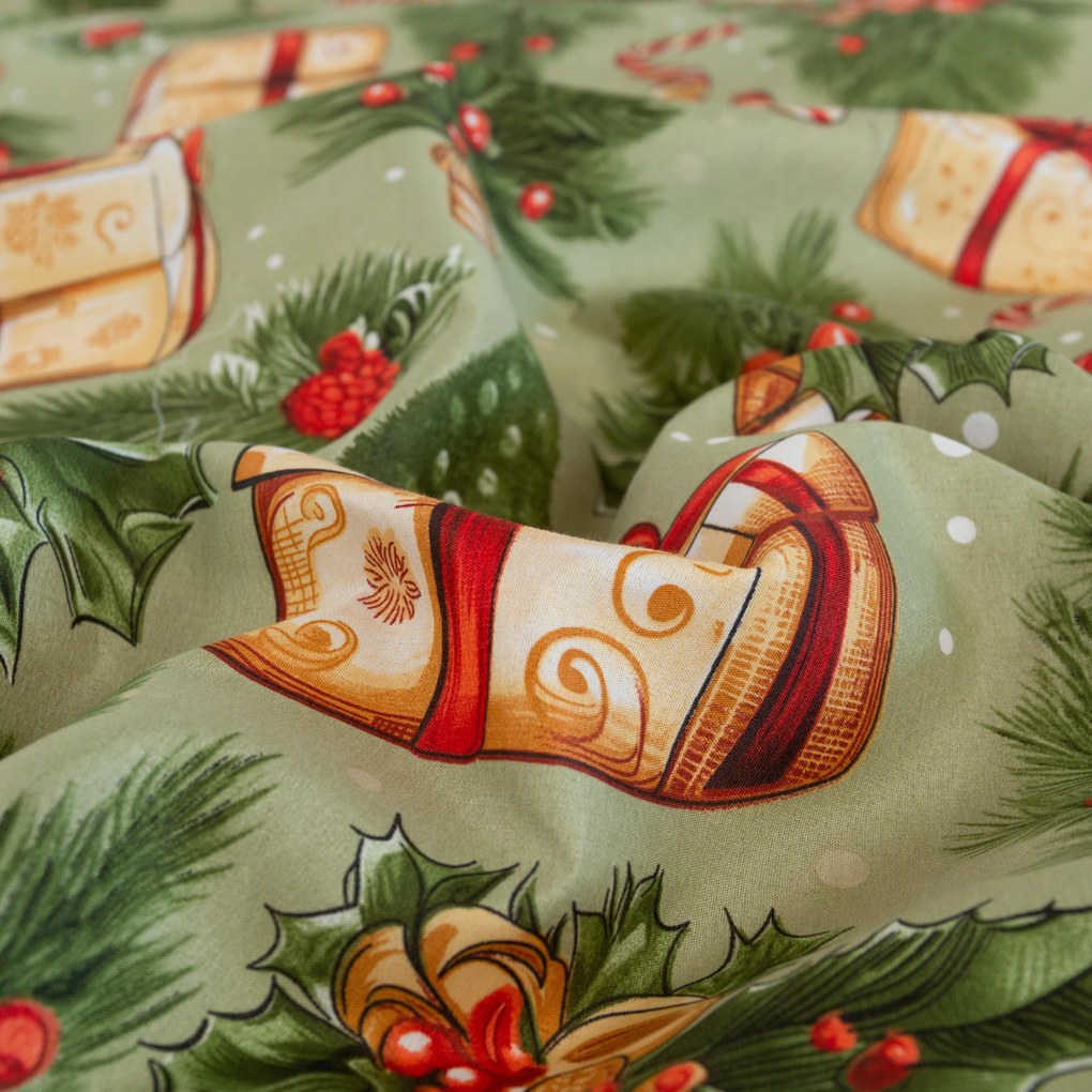 Lenjerie de pat din microfibra CHRISTMAS PRESENTS verde Dimensiune lenjerie de pat: 2 buc 70 x 90 cm | 200 x 220 cm