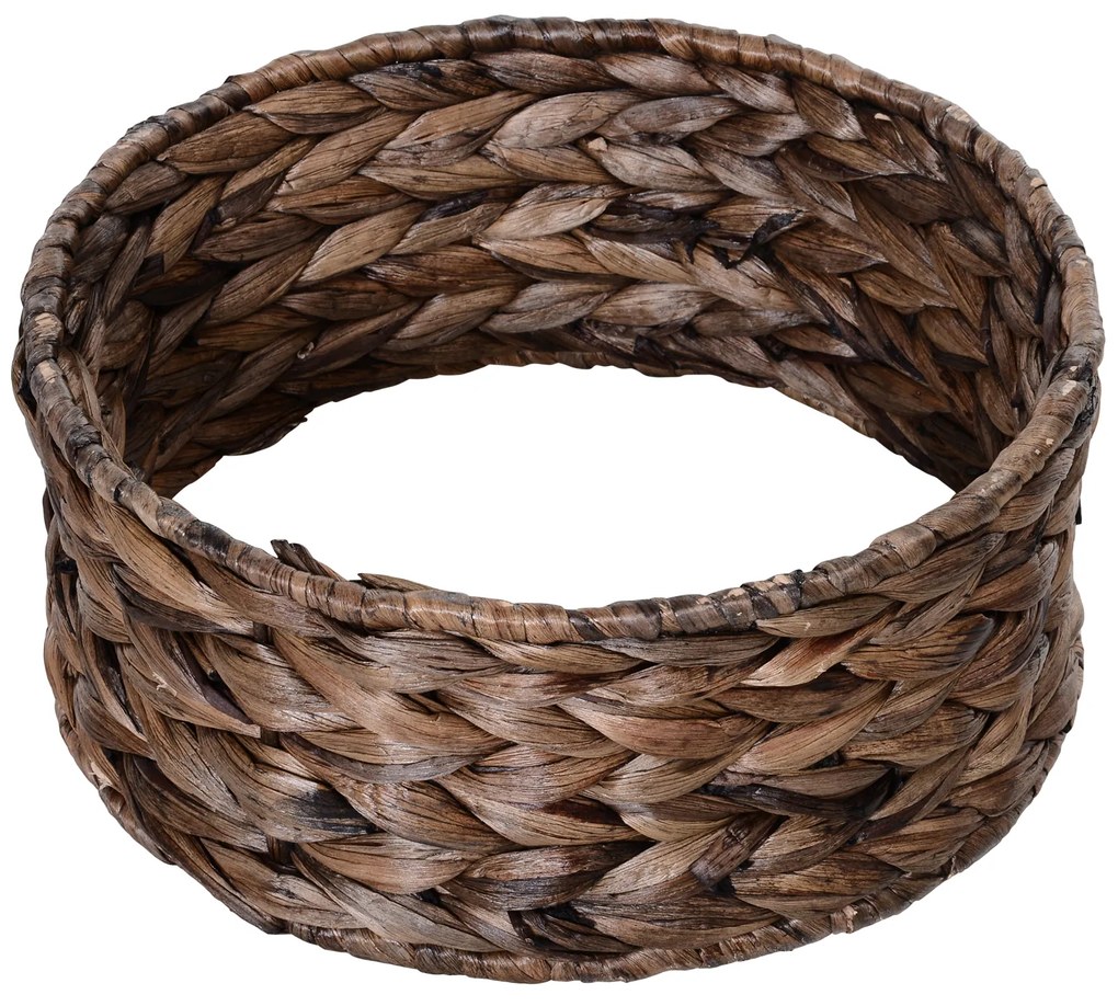 PawHut Coș pentru Pisici din Trestie de Mare cu Pernă, Pat pentru Pisică, Pat pentru Animale de Companie, 50 cm x 42 cm x 60 cm, Maro + Bej | Aosom Romania