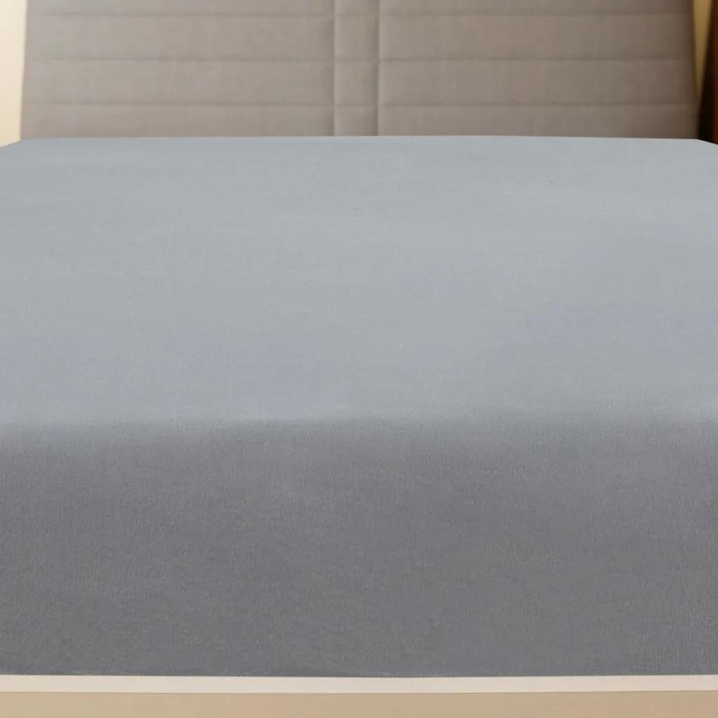 Cearsaf de pat cu elastic, 2 buc., gri, 100x200 cm, bumbac