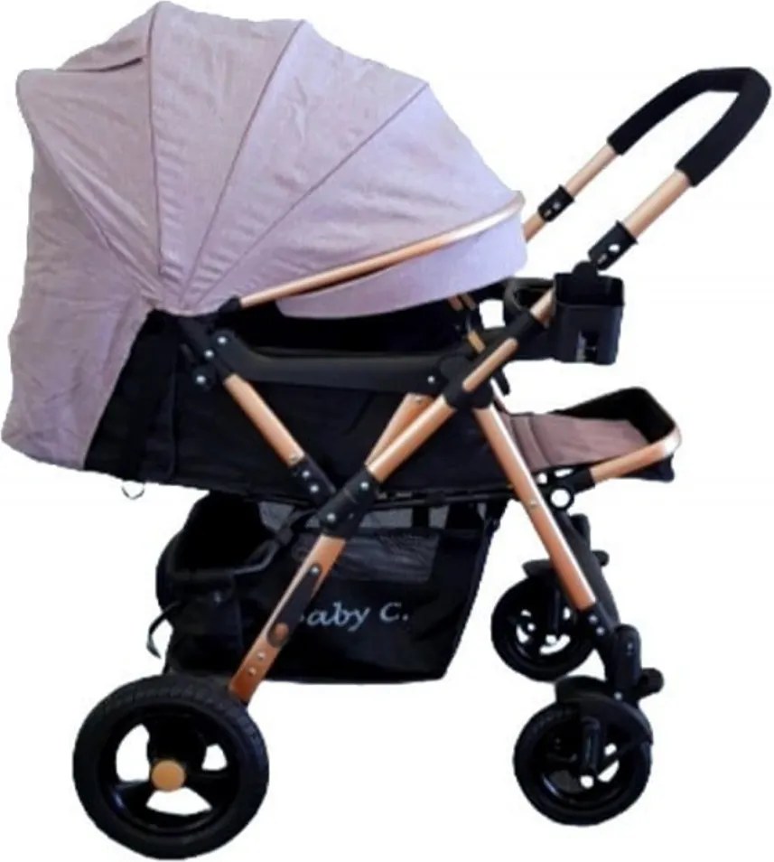 Carucior nou nascuti 2 in 1 BABY CARE™ PRO 511, Cu geanta bebe inclusa, Cadru aluminiu, Maner reversibil, Spatar reglabil in 5 trepte, Amortizoare,