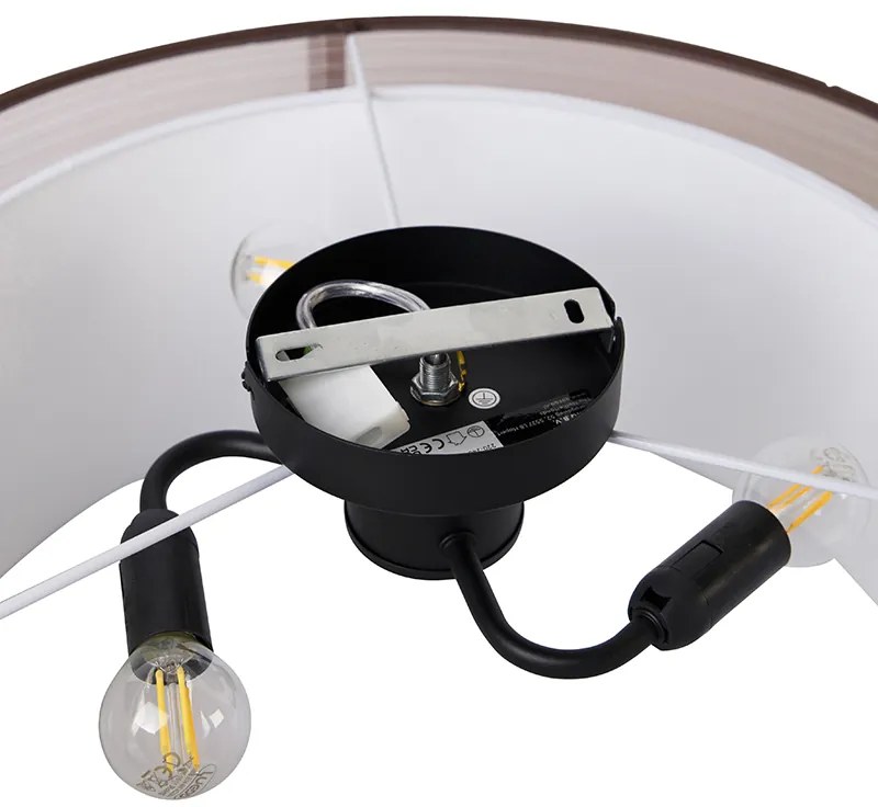 Plafoniera moderna maro cu alb 50 cm 3 lumini - Drum Duo