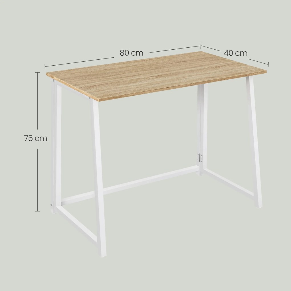 Birou ZARIMO pliabil 80×40 cm, alb/stejar sonoma