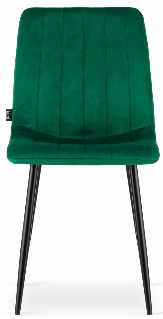 Scaun de masa din catifea Culoare verde cu picioare negre, LAVA