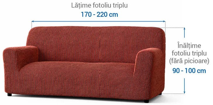 Huse bielastice COSTINA culoarea cupru fotoliu triplu (l. 170 - 220 cm)