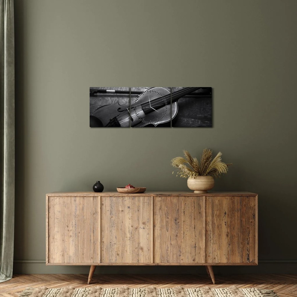 Tablou - Violete (cu ceas) (90x30 cm)