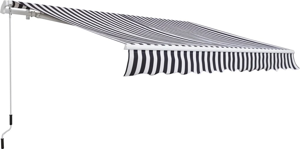 Outsunny Markiză cu braț articulat - Protecție solară cu manivelă 3,5 x 2,5 m Gri+Alb Aluminiu Poliester | Aosom Romania