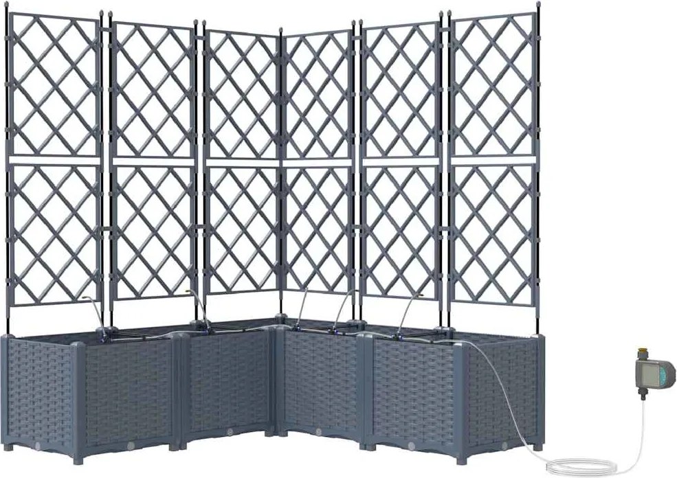 vidaXL Vază pentru Grădină 5 pcs Gri Deschis Oțel