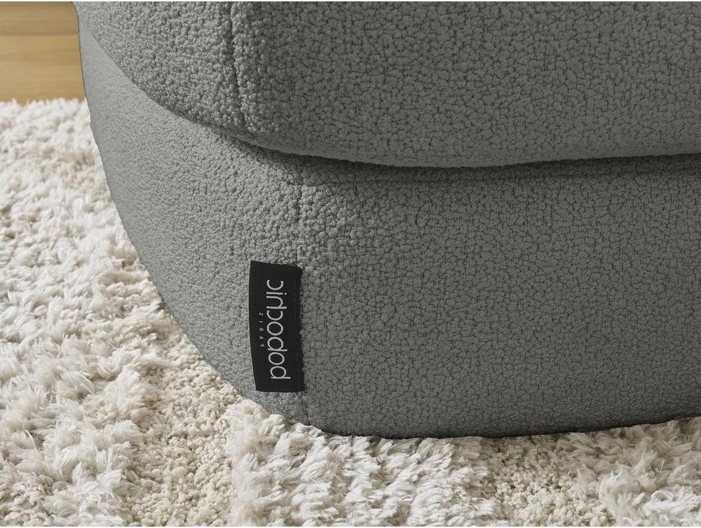 Colțar gri închis cu tapițerie din țesătură bouclé (cu colț pe partea stângă/cu șezlong) Leonore – Bobochic Paris