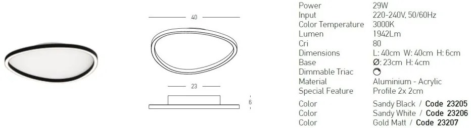 Plafoniera LED dimabila design slim Josie alba 40cm