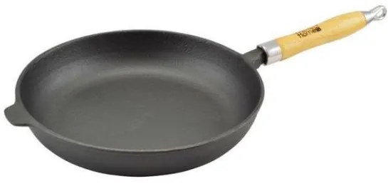 Tigaie fonta cu maner lemn, 30 cm, Perfect Home