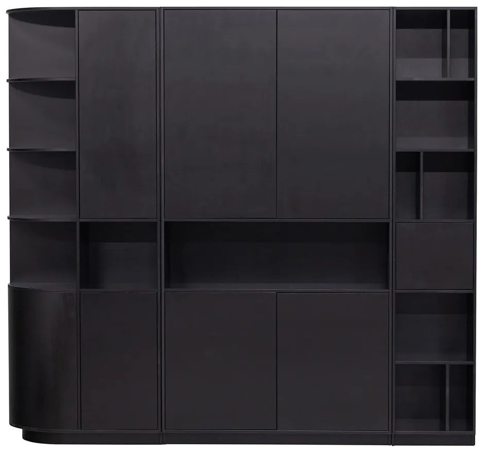 Bibliotecă modulară neagră din lemn masiv de pin 228x210 cm Finca – WOOOD