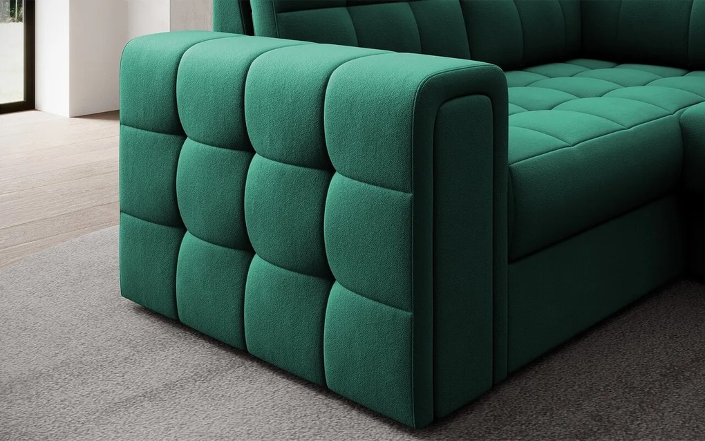 Coltar extensibil dreapta 5 locuri ELTAP, RT-35LU, Blewett, 299x198x82 cm, lemn/poliester, verde inchis