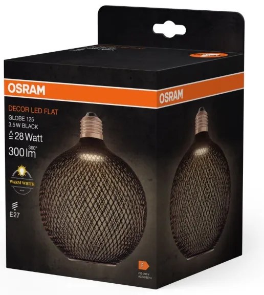 Bec LED Osram DECOR FLAT G125 E27/3,5W/230V 2700K negru