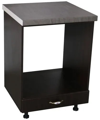 Corp pentru cuptor incorporabil cu sertar Zebra, Wenge/MDF Wenge, cu blat beton, 60 x 85 x 60 cm
