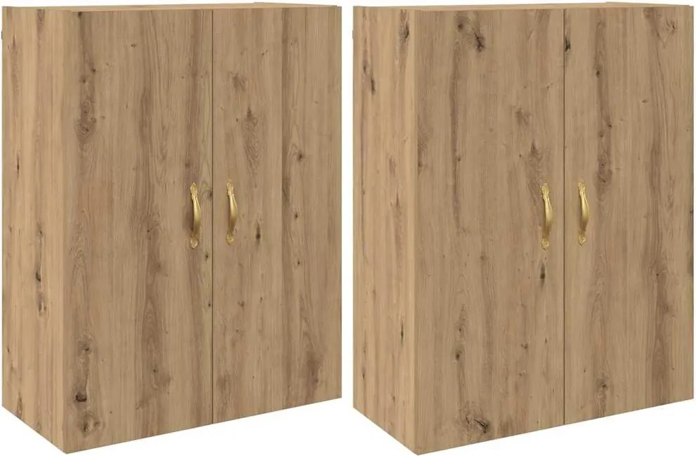 vidaXL Dulap montat pe perete 2 pcs Stejar Artizanal 69,5 x 34 x 90 cm