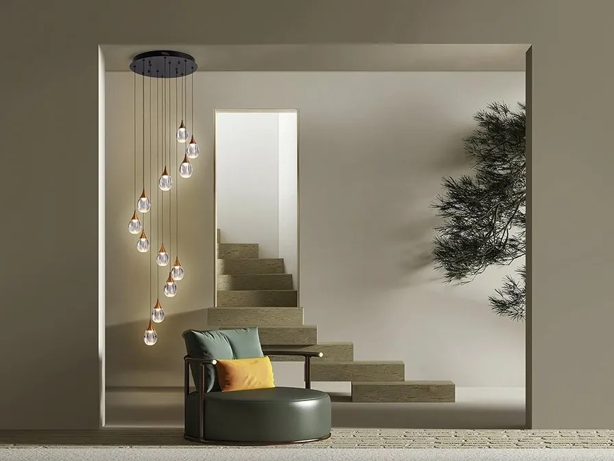 Lustra LED dimabila design modern Corina 12L negru/cupru