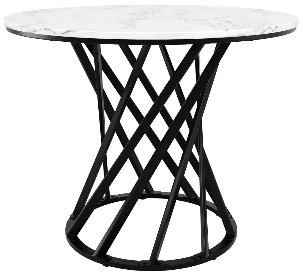 Masă rotundă de dining, Alb+Negru | Aosom Romania