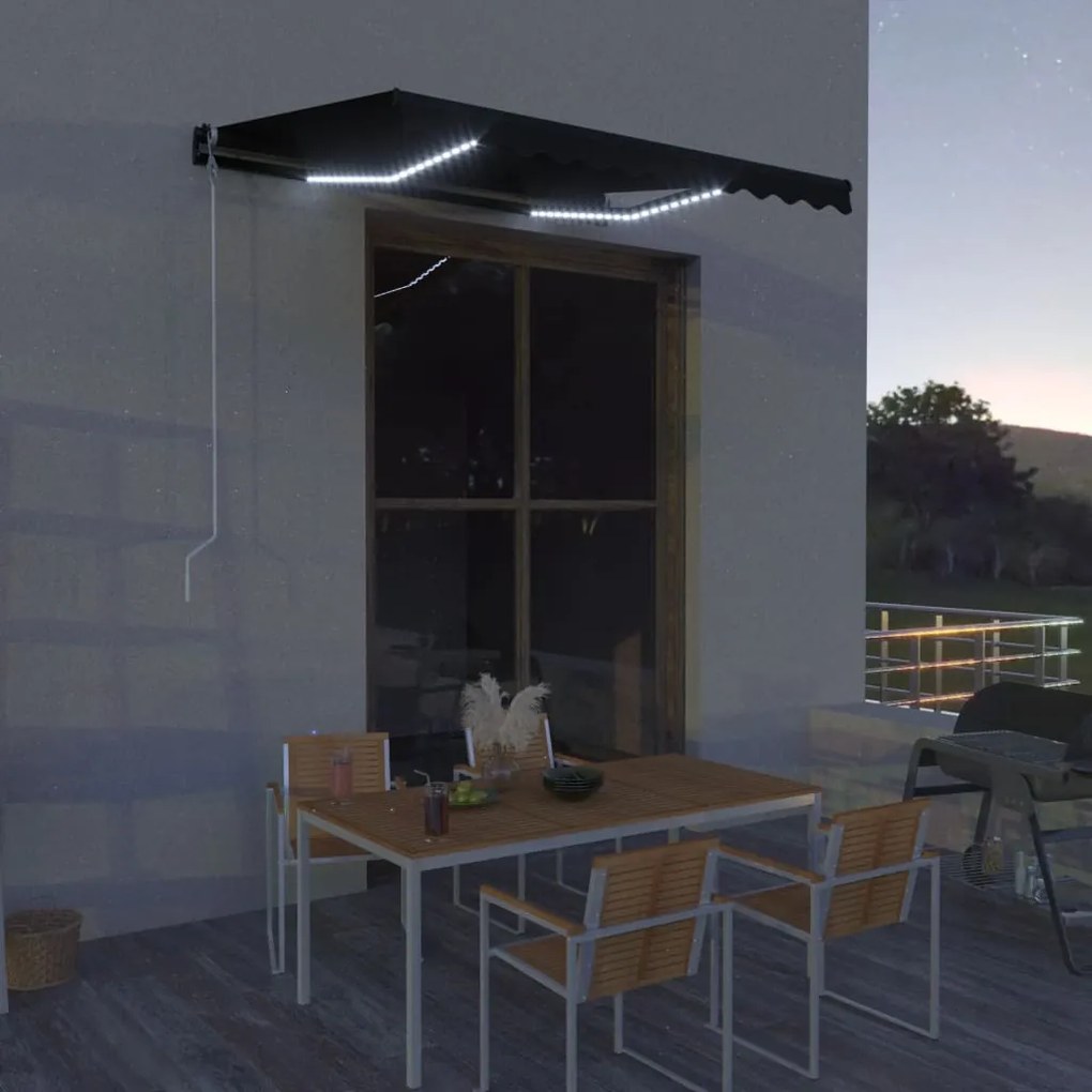Copertina retractabila cu senzor vant LED antracit 300x250 cm Antracit, 300 x 250 cm