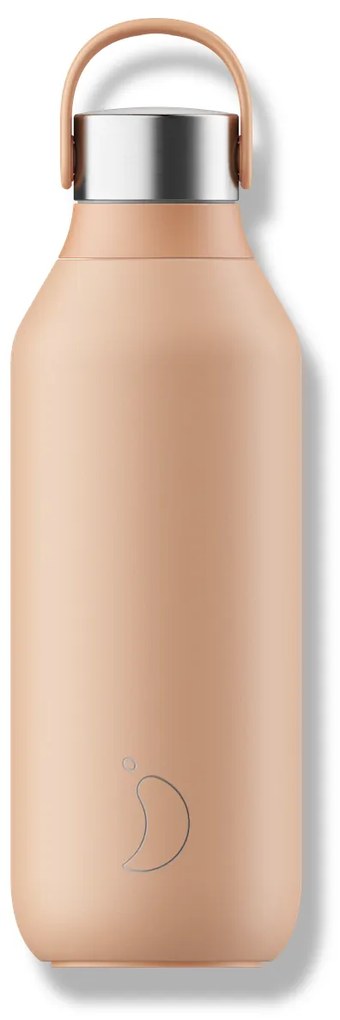 Sticlă termos Chilly's Bottles - portocaliu piersică 500 ml, colecția Series 2