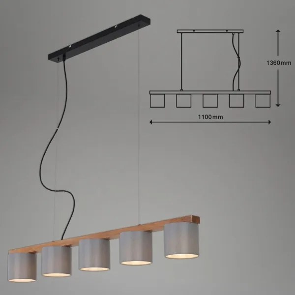 Briloner 4075-054 - Lustră suspendată pe cablu 5xE14/25W/230V