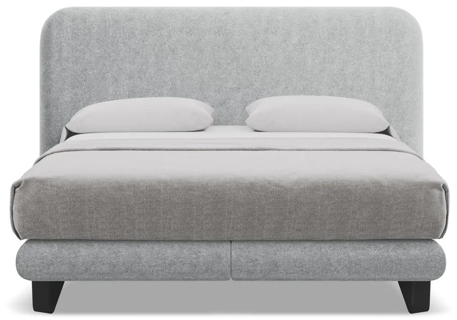 Pat boxspring gri deschis 140x200 cm Ilima – Makamii