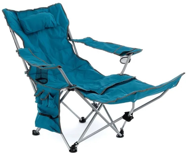 Set de 2 scaune de camping cu suport de picioare,albastru