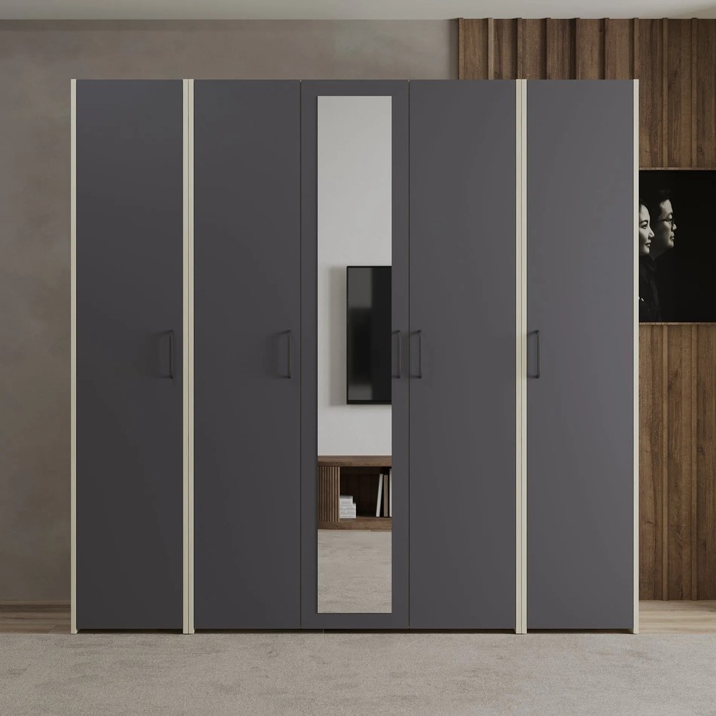 Dressing Malmo V5, Stejar Alb/Antracit, L 204 cm
