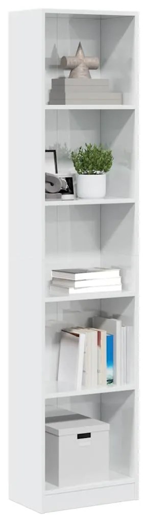 vidaXL Bibliotecă, alb extralucios, 40x24x176 cm, lemn prelucrat