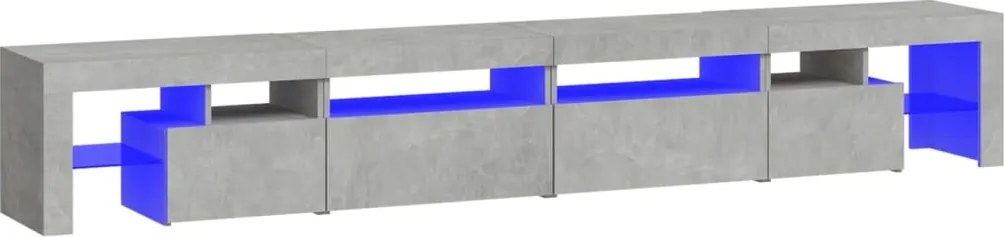 3152821 vidaXL Comodă TV cu lumini LED, gri beton, 260x36,5x40cm