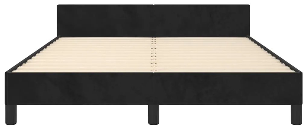 Cadru de pat cu tablie, negru, 140x190 cm, catifea Negru, 140 x 190 cm, Design simplu