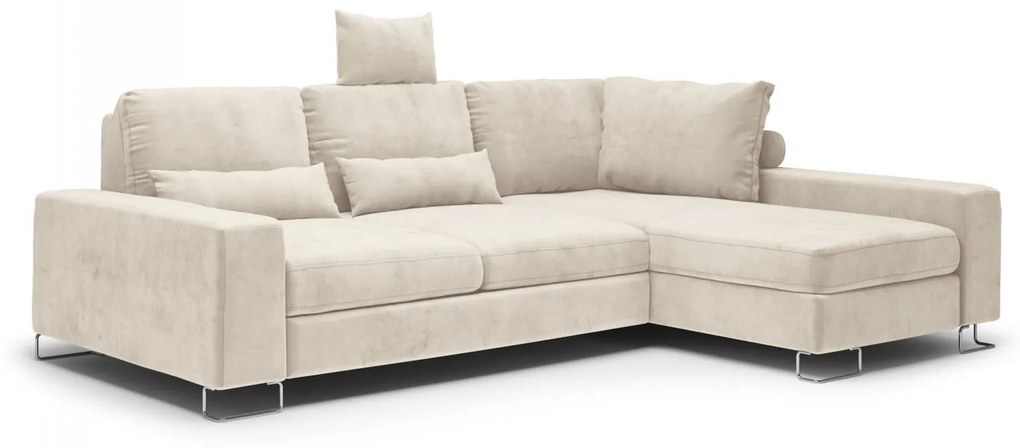 Coltar extensibil Opal, colt pe partea dreapta cu tapiterie din catifea, bej
