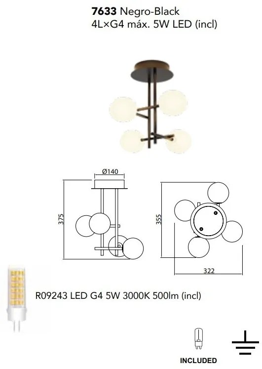 Lustra aplicata design Art Deco cu 4 surse de lumina CELLAR