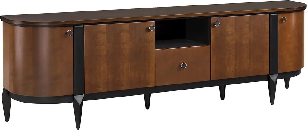Comodă TV lemn masiv nuc Elegance I, 196,2 × 43 × 61 cm