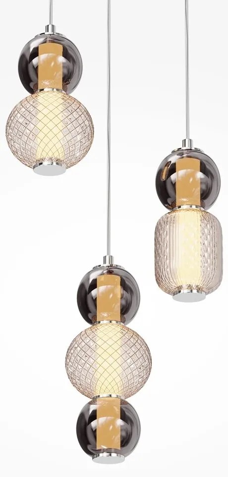 Lustra LED suspendata design modern decorativ Drop 3L crom